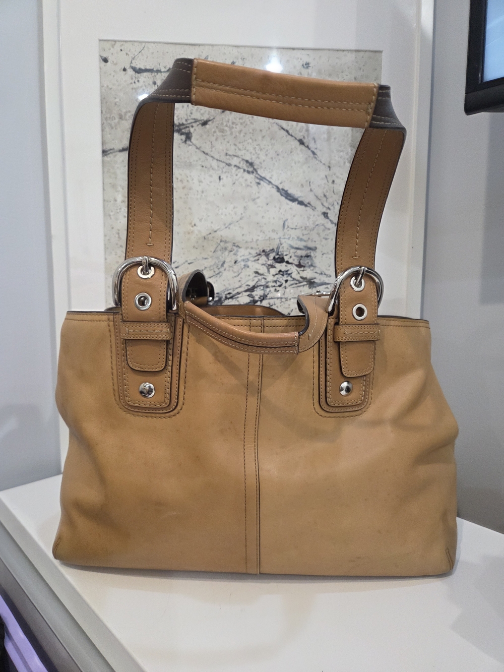 Coach Y2K Style Vintage Soho Leather Tote Bag with Double Shoulder Straps